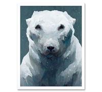 Artery8 Wall Art Print The Last Polar Bear Snow Stone Grey White Art Framed | Size: W12" x H16" Artery8 White W12" x H16"
