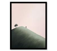 Artery8 Wall Art Print The Mountain Climb By Amy Denver Minimalist Soft Pastel Pink & Green Minimalism Simple Modern Artwork Art Framed Artery8 Pink W12" x H16"