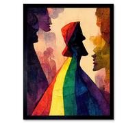 Artery8 Wall Art Print The Others Abstract LGBTQ Rainbow Figures Art Framed in Black | Size: W12" x H16" Artery8 Black W12" x H16"