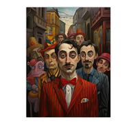 Artery8 Wall Art Print The Ringmasters Entourage Quirky Portrait Circus Barnham Poster | Size: W12" x H16" Artery8 Multicolor W12" x H16"