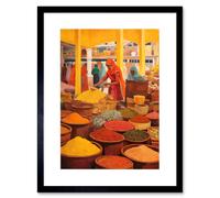 Artery8 Wall Art Print The Spice Market Herbs And Spices Colourful Kitchen Artwork Framed 9X7 Inch