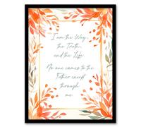 Wall Art Print The Way The Truth The Life Orange Bible Quote New Testament Framed Art Artery8 Orange A4