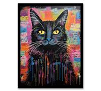 Artery8 Wall Art Print Therapy Cat Therapist Whimsical Pet Portrait Framed Picture | Size: A4 Artery8 Multicolor A4