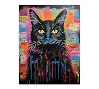Artery8 Wall Art Print Therapy Cat Therapist Whimsical Pet Portrait Poster Picture | Size: W12" x H16" Artery8 Multicolor W12" x H16"
