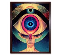 Artery8 Wall Art Print Third Eye Psychic Alien Contact Universe Secrets Sun Eclipse Art Framed in Brown | Size: W12" x H16" Artery8 Brown W12" x H16"