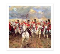Artery8 Wall Art Print Thompson Scotland Forever Battle Waterloo Painting Square Framed Picture 16X16 Inch in White | Size: W16" x H16" Artery8 White W16" x H16"