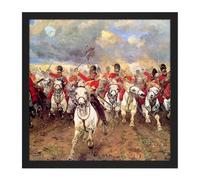Artery8 Wall Art Print Thompson Scotland Forever Battle Waterloo Painting Square Framed Picture 16X16 Inch in Black | Size: W16" x H16" Artery8 Black W16" x H16"