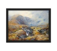 Artery8 Wall Art Print Thorburn Danger Aloft Rock Ptarmigan Bird Painting Large Framed Wall Décor Art in Light Oak | Size: W18" x H24" Artery8 Light Oak W18" x H24"