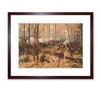 Artery8 Wall Art Print Thulstrup Battle Shiloh USA American Civil War Framed in Brown | Size: W7" x H9" Artery8 Brown W7" x H9"