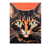 Wall Art Print Tortoiseshell Cat Screen Risograph Artwork Spot Block Colour Duotone Orange Retro Riso Interior Design Poster Artery8 Multi W24 inch x H32 inch