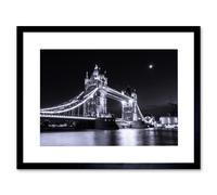 Artery8 Wall Art Print Tower Bridge at Night Art Black Framed 9x7 inch | Size: W7" x H9" Artery8 Black W7" x H9"