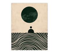 Artery8 Wall Art Print Tranquil Green Sea Abstract Calm Bauhaus Design Poster in Beige | Size: W18" x H24" Artery8 Beige W18" x H24"