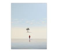 Artery8 Wall Art Print Tree Cloud Oasis By Amy Denver Minimalist Soft Pastel Palette Minimalism Simple Modern Artwork Poster | Size: W12" x H16" Artery8 Grey W12" x H16"