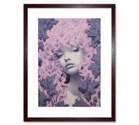 Artery8 Wall Art Print Tree Nymph Lavender Purple Pink Woodland Forest Spirit Conceptual Artwork Framed 9X7 Inch in Brown | Size: W7" x H9" Artery8 Brown W7" x H9"