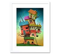 Artery8 Wall Art Print Treehouse Cute Art Framed 9x7 inch in White | Size: W7" x H9" Artery8 White W7" x H9"