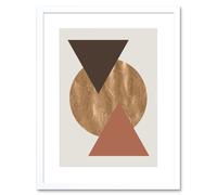 Artery8 Wall Art Print Triangles & Circle Gold Art Black Framed 9x7 inch in White | Size: W7" x H9" Artery8 White W7" x H9"