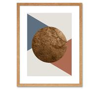 Artery8 Wall Art Print Triangles & Circle Stone Art Black Framed 9x7 inch in Beige | Size: W7" x H9" Artery8 Beige W7" x H9"