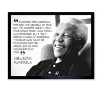 Artery8 Wall Art Print Triumph Over Fear Courage Nelson Mandela Quote Black & White Photograph Typography Art Framed | Size: W12" x H16" Artery8 Black W12" x H16"