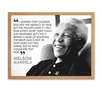 Artery8 Wall Art Print Triumph Over Fear Courage Nelson Mandela Quote Black & White Photograph Typography Art Framed in Light Oak | Size: W12" x H16" Artery8 Light Oak W12" x H16"