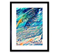 Artery8 Wall Art Print Tropical Beach Seaside Waves Abstract Framed in Black | Size: W7" x H9" Artery8 Black W7" x H9"
