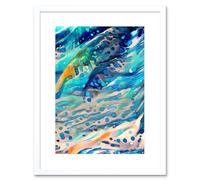 Artery8 Wall Art Print Tropical Beach Seaside Waves Abstract Framed in White | Size: W7" x H9" Artery8 White W7" x H9"