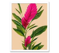 Artery8 Wall Art Print Tropical Hawaiian Botanical Exotic Pink Floral Art Framed in White | Size: W12" x H16" Artery8 White W12" x H16"