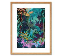 Artery8 Wall Art Print Tropical Jungle Forest Vibrant Colour Artwork Framed 9X7 Inch in Beige | Size: W7" x H9" Artery8 Beige W7" x H9"