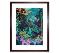 Artery8 Wall Art Print Tropical Jungle Forest Vibrant Colour Artwork Framed 9X7 Inch in Brown | Size: W7" x H9" Artery8 Brown W7" x H9"