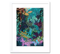 Artery8 Wall Art Print Tropical Jungle Forest Vibrant Colour Artwork Framed 9X7 Inch in White | Size: W7" x H9" Artery8 White W7" x H9"