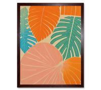 Artery8 Wall Art Print Tropical Monstera Leaf Jungle Pastel Botanical Art Framed in Brown | Size: W12" x H16" Artery8 Brown W12" x H16"