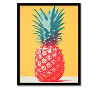 Artery8 Wall Art Print Tropical Radiance Vibrant Pineapple Kitchen Artwork Pink Yellow Green Pop Artwork Framed | Size: A4 Artery8 Yellow A4