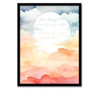 Artery8 Wall Art Print Truth Cannot Be Hidden Buddhist Mindfulness Sun Clouds Framed in Orange | Size: A4 Artery8 Orange A4