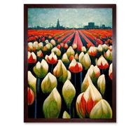 Artery8 Wall Art Print Tulip Fields Amsterdam Modern Art Framed in Brown | Size: W12" x H16" Artery8 Brown W12" x H16"