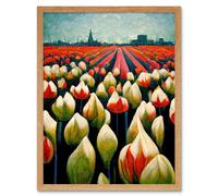 Artery8 Wall Art Print Tulip Fields Amsterdam Modern Art Framed in Light Oak | Size: W12" x H16" Artery8 Light Oak W12" x H16"