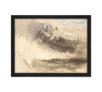 Artery8 Wall Art Print Turner Sky & Sea Painting Large Framed Wall Décor Art in Light Oak | Size: W18" x H24" Artery8 Light Oak W18" x H24"