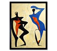 Artery8 Wall Art Print Two Figures Dancing Modern Abstract Painting Art Framed in Black | Size: W12" x H16" Artery8 Black W12" x H16"