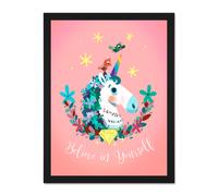 Artery8 Wall Art Print Unicorn Believe In Yourself Wall Large Framed Wall Décor Art in Black | Size: W18" x H24" Artery8 Black W18" x H24"