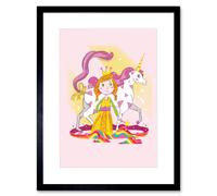 Artery8 Wall Art Print Unicorn Princess Magic Art Framed 9x7 inch in Black | Size: W7" x H9" Artery8 Black W7" x H9"