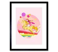 Artery8 Wall Art Print Unicorn Rainbow Princess Magic Art Framed 9X7 Inch
