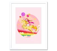 Artery8 Wall Art Print Unicorn Rainbow Princess Magic Art Framed 9x7 inch in White | Size: W7" x H9" Artery8 White W7" x H9"