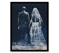 Artery8 Wall Art Print Until Death Do Us Part I Conceptual Cyanotype Framed Art Picture in Blue | Size: W12" x H16" Artery8 Blue W12" x H16"