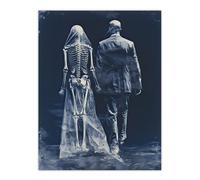 Artery8 Wall Art Print Until Death Do Us Part Skeletal Love Poster Picture in Blue | Size: W18" x H24" Artery8 Blue W18" x H24"