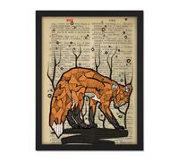 Artery8 Wall Art Print Upcycle Dictionary Fox Large Framed Wall Décor Art in Black | Size: W18" x H24" Artery8 Black W18" x H24"