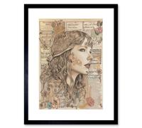 Artery8 Wall Art Print Upcycled Music Book Page Singer Portrait Artwork Framed 9X7 Inch in Black | Size: W7" x H9" Artery8 Black W7" x H9"