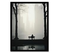 Artery8 Wall Art Print Urban Solitude Misty Morning Shanghai Cityscape Framed in Grey | Size: W12" x H16" Artery8 Grey W12" x H16"