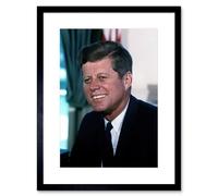 Artery8 Wall Art Print US President John F Kennedy Portrait Photo Artwork Framed 9X7 Inch in Black | Size: W7" x H9" Artery8 Black W7" x H9"