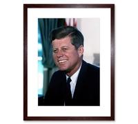 Artery8 Wall Art Print US President John F Kennedy Portrait Photo Artwork Framed 9X7 Inch in Brown | Size: W7" x H9" Artery8 Brown W7" x H9"