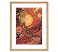 Artery8 Wall Art Print Venus Sunset Fantasy Landscape Artwork Framed 9X7 Inch in Beige | Size: W7" x H9" Artery8 Beige W7" x H9"