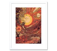 Artery8 Wall Art Print Venus Sunset Fantasy Landscape Artwork Framed 9X7 Inch in White | Size: W7" x H9" Artery8 White W7" x H9"