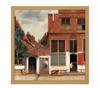 Artery8 Wall Art Print Vermeer View Of Houses In Delft The Little Street Square Framed Picture 16X16 Inch in Light Oak | Size: W16" x H16" Artery8 Light Oak W16" x H16"